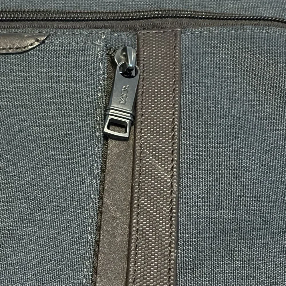TUMI Alpha 3 Slim Deluxe Portfolio - Gray/ Blue Accents Embroidered* Doctor Bag